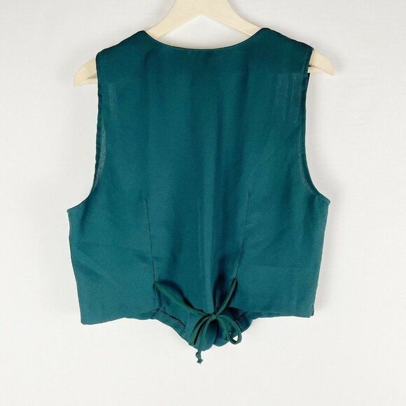 Vintage Rory Emerald Green Button Up Open Shoulder - Picture 3 of 6